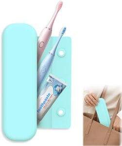 Hacole Silicone Toothbrush Travel Case, Electric & Manual Toothbrush Travel Cover for Men and Women, Portable Toothbrush and Toothpaste Holders for Traveling, Camping, Business Trip, School - Blue