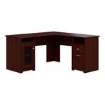 Pemberly Row 60" Transitional Engineered Wood L-Computer Desk in Harvest Cherry