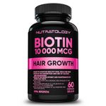 Biotin 10000MCG Hair Vitamins For Hair Growth Women | Canadian-Made | Promotes Healthy Skin & Nail Growth - Supports Muscle Function - Biotin Supplement - Hair Growth Products for Women - 60 capsules