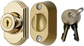 Ideal Security Keyed Deadbolt for Storm and Screen Doors, Bright Brass