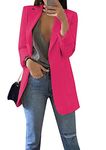 YMING Ladies Loose Formal Blazers Long Sleeve Blazer Office Work Suit Open Front Cardigan Rose 3XL