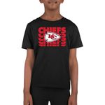 Team Fan Apparel NFL Youth Repeating Logo Football T-Shirt Unisex Tag Free Comfortable, Kids Boys Girls, Lightweight Soft, Black, Medium