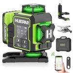 Huepar 2024 New Edition W04CG 4D Laser Level, LCD Display Laser Level with Rotating Motor Base, 360° Self-Leveling Cross Line Laser - Bluetooth Remote Control, High Precision Laser Level, Pulse Mode