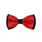 Kids Small 2-Tone Adjustable Tuxedo Neck Bowtie Bow Tie - Diff Colors, Red, One Size