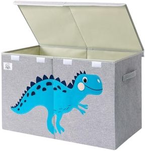 CLCROBD Foldable Large Kids Toy Chest with Flip-Top Lid, Collapsible Fabric Animal Toy Storage Box/Bin/Organizer/Basket/Trunk for Toddler, Children and Baby Nursery (Gray Dinosaur)