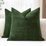 JOTOM Set of 2 Cushion Covers 45x45 cm Soft Chenille Green Decorative Throw Pillow Covers 18x18 Inch Square Cushion Case Solid Pillowcases for Couch Sofa Living Room Bed Home Decor (Green)