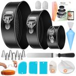 Cake Pans with Baking Supplies | 100 Pcs Springform Pan Set Includes 3 Round Non-Stick Moule a Gateau (4,7,9 inches Baking Pan)-Icing Tips-Leveler–Leak Proof Cheesecake Pan-Baking Set & EBook By RFAQK