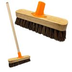 Heavy Duty Strong Stiff Floor Broom Deck Scrubber Brush With Wooden Handle For Garden Pathways (2)