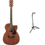 Ibanez Performance Series PC12MHCE-OPN - Grand Concert Electro-Acoustic Guitar with Cut-Away - Open Pore Natural + Amazon Basics Guitar Stand