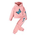 Girls Outfits Size 14 Toddler Girl Butterfly Print Long Sleeve Hoodie Pants Set For 1 Birthday (Pink, 4-5 Years)