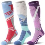 Merino Wool Ski Socks for Mens Womens Winter Thermal Warm Thick Snowboarding Skiing Knee High Socks for Cold Weather 3 Pairs Gifts Stocking Stuffers(Mixed Color,M)