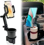 2-in-1 Large Cup Holder Expander with Phone Holder for Car, 360° Rotation Cellphone Cup Holder Adjustable All Purpose Car Cup Holder Compatible with IPhone and All Smartphones