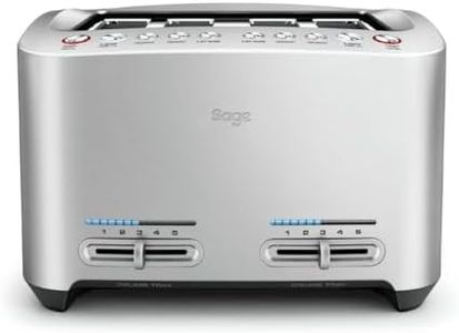 Sage - The Smart Toast - 4-Slice Toaster, 2000 W - Extra Wide Slots, 5 Browning Levels, Automated Lowering, Easy to Clean - Frozen, Crumpet, Lift & Look - Bagel, Toast, Bread - Brushed Aluminium