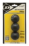 Dunlop Squash Balls Pro Double Yellow, 3 Ball Blister Pack, Official Tournament Squash Ball