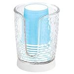 mDesign Plastic/Steel Compact Small Disposable Paper Cup Dispenser Storage Holder for Rinsing Cups on Bathroom Vanity Countertops - Rain Collection - Clear/White