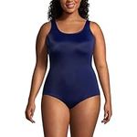 Lands' End Women's Plus Size DD-Cup Chlorine Resistant Scoop Neck Soft Cup Tugless Sporty One Piece Swimsuit, Deep Sea Navy, (16W) Plus