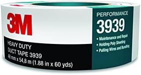 3M 3939 Heavy Duty Duct Tape, Silver, 1.88 in x 60 yd x 9.0 mil – Professional Grade Water-Resistant Duct Tape for Sealing, Holding, Bundling and Reinforcing, 1 Pack