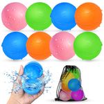 Smirodi Reusable Water Balloons，Pool Toys for Boys and Girls，Beach Outdoor Activities Water Toys for Kids Ages 3-12，Magnetic Refillable Water balls for Summer Party(8pcs)