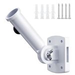 Flag Pole Holder for Outside House, hogardeck Adjustable Flagpole Bracket, Multi-Position Mounting Bracket with Hardwares, Premium Aluminum Alloy Strong and Rust Free Flagpole Holder (White)