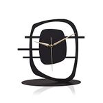 Petite Horloge de Chevet Silencieuse Noire Modern Metal Desk Clock Kitchen Décor Clock Industrial Minimalist Table Clock Battery Operated Desk Clock (Maceire)