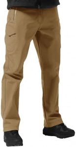 FREE SOLDIER Men's Outdoor Softshell Fleece Lined Cargo Pants Snow Ski Hiking Pants with Belt(Brown 32W x 32L)