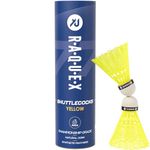 Raquex Badminton Shuttlecocks - Yellow/White, Tube of 6 - All Natural Cork Shuttlecocks, Nylon Feathers - Three Speed Options – Indoor Outdoor Durable Badminton Shuttles (77, Yellow)