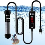 AquaMiracle 100W Small Aquarium Heater Fish Heater, Super Mini Fish Tank Heater Turtle Tank Heater for 10-20 Gal Tanks, with Dual LED Display, Dry-Run/Overheating Protection & Memory Function