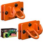 AMBULL 2 Pack Tractor Bucket Hooks with Tie Down Ring, Grade 70 Forged Steel Bolt On Grab Hook Tow Hook Mount with Backer Plate, Work Well for Tractor Bucket, RV, UTV, Truck, Max 15,000 lbs Orange