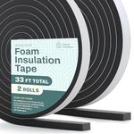 33 Feet Self Stick High Density Foam Insulation Tape Adhesive Weather Stripping Seal for Doors and Windows
