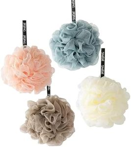 4 Pieza Esponjas de Ducha para Baño, Esponjas de Flor Exfoliante, Esponja Exfoliante de Malla, Esponja de Malla, Malla Esponja Puff, para Jabón Espumación Bañarse Cuerpo Limpiar Pelar Exfoliar