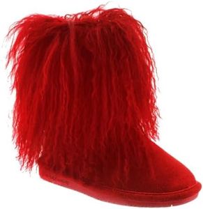 Bearpaw Boo Youth - Kid's Fuzzy Boots - 1854y Red, Red, 13