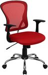 Flash Furniture Mid-Back Mesh Swivel Task Chair with Chrome Base and Arms, Red, 73.66 x 60.96 x 27.94 cm