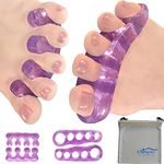 Chiroplax Toe Separators Stretchers Silicone Gel Spreader Spacer for Bunion Bunionette Relief Hammer Overlapping Toe Straightener Corrector (2 Pairs w/Pouch - Lavender)