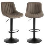 Youhauchair Bar Stools Set of 2, Swivel Counter Height Barstools with Back, Adjustable Suede Bar Chairs, Modern Armless Kitchen Island Stool, Brown