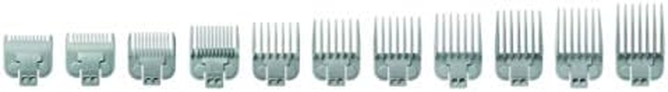 Andis Snap-On Blade Attachment Combs - Suitable for Hair Clipper Trimmer, Professional Use, Easy Clean, Long-Lasting - Sizes, 0", 0.5", 1", 1.5", 2", 3", 4", 5", 6", 7", 8" - 11/Piece Set, Gray