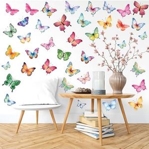 Butterfly Wall Stickers - 8 Sheets 62 Pcs Butterfly Watercolor Wall Decals Peel and Stick Wall Decals for Girls Kids Bedroom Room Nursery Room Décor