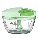 Ourokhome Manual Food Processor Vegetable Chopper, Portable Hand Pull String Garlic Mincer Onion Cutter for Veggies, Ginger, Fruits, Nuts, Herbs, etc., 500ml, Green