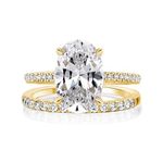 Effinny 3.5ct Elongated Oval Cut Engagement Ring Set,925 Sterling Silver Bridal Ring Set with Half Eternity Wedding Ring, Metal, Cubic Zirconia