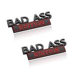 2Pcs Bad Ass Edition Emblem, 3D Chrome Letters Badge Car Sticker and Decal, Car Fender Bumper Hood Trunk Door Car Exterior Emblems Replacement Accessories, Fit for All Cars