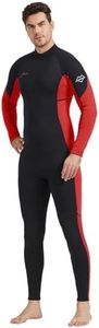 Hevto Wetsuits Men 3mm Neoprene Adult Long Sleeve Fullsuit Scuba Diving Wet Suit Surfing Swimming for Underwater Sports (M03-Red, M)