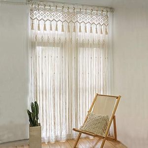 NANSHINE Macrame Curtain Window Door Curtains Handmade Boho Woven Wall Hanging Tapestry Bohemian Decor for Doorway Window Closet Wedding Backdrop Arch Bedroom Living Room,33.5" Wx79 H