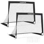 SANGMUCEN Soccer Net Set of 2, Foldable Soccer Goal, Kids Soccer Nets for Backyard Garden Park Beach, Black TSG001H