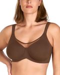 HSIA Minimizer Bras for Women Plus Size, Full Coverage Coolcomfort T Shirt Unlined Bra with Underwire for Heavy Breast, Mocha Brown, 38DD