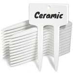 Plant Labels, Ceramic Garden Markers, Herbs Succulent Name Tags, Supplies for Seeding Pot Potted Plants Raised Bed, Indoor & Outdoor, Reusable Waterproof - Set of 12, White