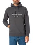 Calvin Klein Jeans Men's SEASONAL MONOLOGO REGULAR HOODIE J30J320805, Dark Grey, M