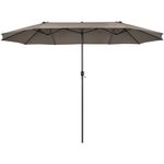 TANGZON Outdoor Double-Sided Umbrella, 4.6M Extra Large Patio Parasol with Hand-Crank System, Air Vents & 12 Ribs, Twin Size Market Sun Shade for Poolside Deck Lawn Commercial (Coffee)