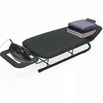 Rainberg Tabletop Ironing Board, Suitable for Left and Right-Handed Users, 76 x 30cm,100% Cotton Cover, Lightweight, Easily Foldable Legs, Perfect for Travel & Small Spaces. (Black)