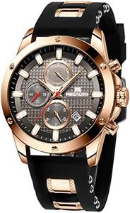 MEGALITH Reloj Hombre Negro Cronografo Reloj Grande Hombre Deportivo Analógico Reloj de Pulsera de Goma Impermeable Luminosos