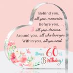 Brikabia 60th Birthday Gifts for Women, 60 Birthday Gift for Her Women Friends Wife, Happy 60th Birthday Gift Idea for 60 Year Old Women, Personalised Acrylic Keepsake 60th Birthday Decoration