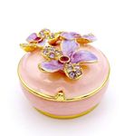 JWT Astyle Purple Orchid Flower Pink Jewelry Box Trinket Boxes Hinged with Crystals. Enameled Decorative Box Small trinkets Necklace Rings Earrings Storage. Home Decor Gifts for Women Mom Girls.